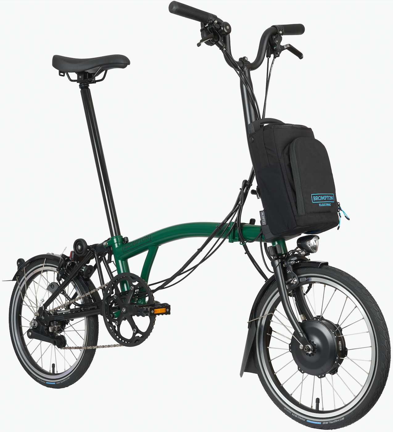 Brompton C-Line Electric – Racing Green, Hoch