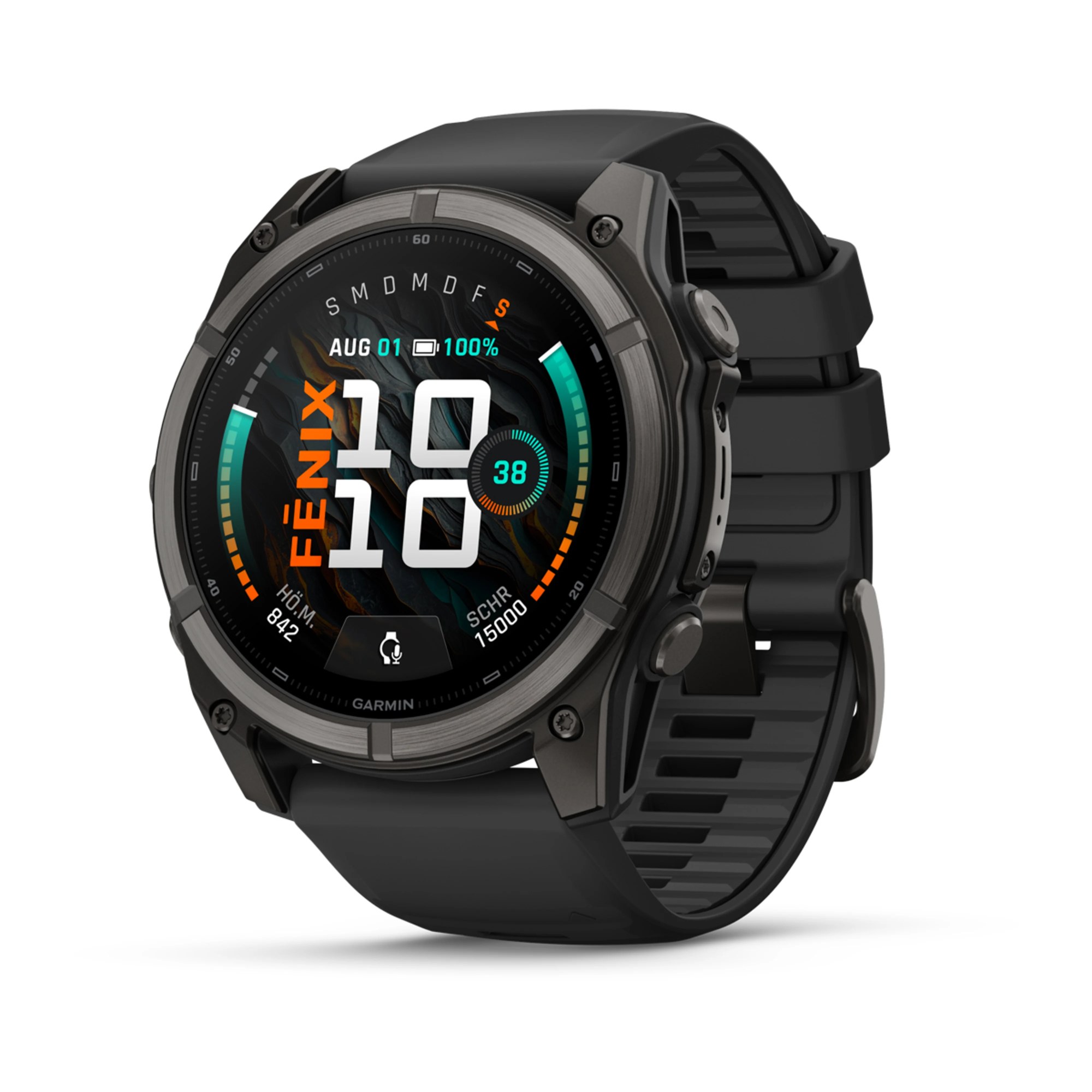 Garmin fenix 9 51mm Schwarz Carbongrau DLC Titan, Ansicht 1