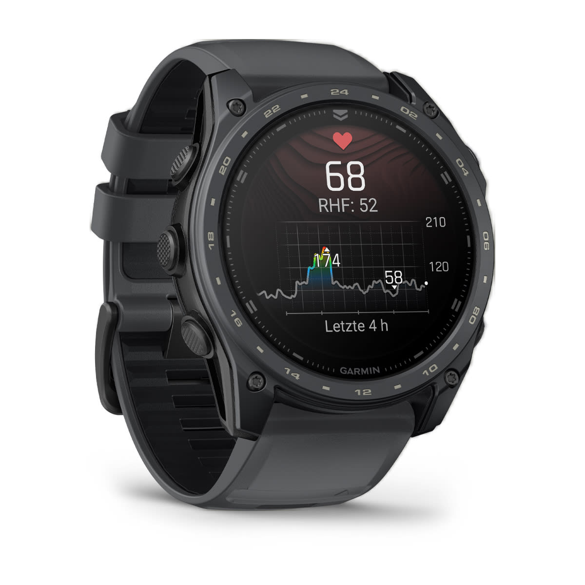 Garmin tactix 8 – AMOLED, 51mm – Titan-Lünette mit Cerakote-Beschichtung Schiefergrau und zweifarbigem Silikon-Armband Garmin tactix 8 AMOLED 51mm Cerakote Schiefergrau, Ansicht 3