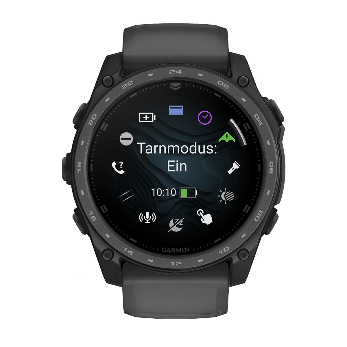Garmin tactix 8 – AMOLED, 51mm – Titan-Lünette mit Cerakote-Beschichtung Schiefergrau und zweifarbigem Silikon-Armband Garmin tactix 8 AMOLED 51mm Cerakote Schiefergrau, Ansicht 6