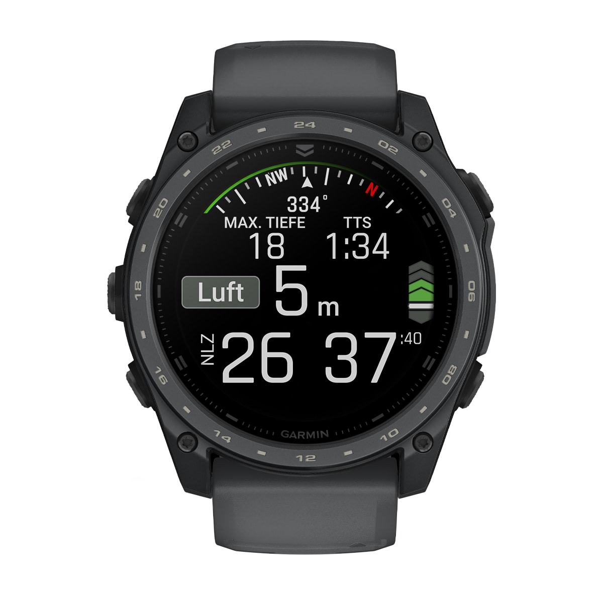 Garmin tactix 8 – AMOLED, 51mm – Titan-Lünette mit Cerakote-Beschichtung Schiefergrau und zweifarbigem Silikon-Armband Garmin tactix 8 AMOLED 51mm Cerakote Schiefergrau, Ansicht 8