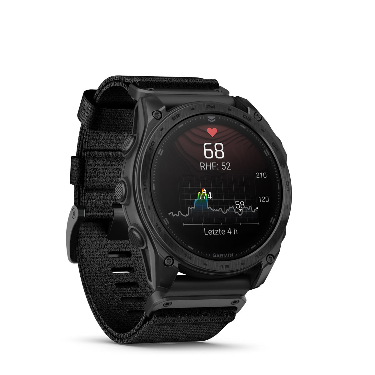 Garmin tactix 8 – AMOLED, 51mm – Titan-Lünette mit Nylon-Armband Schwarz und Silikon-Armband Schwarz/Dunkelgrau Garmin tactix 8 AMOLED 51mm, Ansicht 3