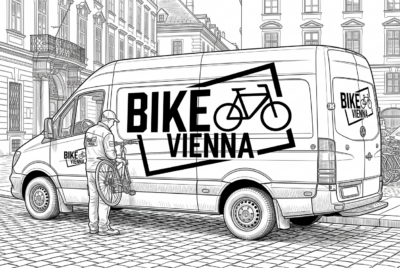 Fahrrad-Abholservice in Wien: Fahrrad wird in den BIKE VIENNA Transporter geladen