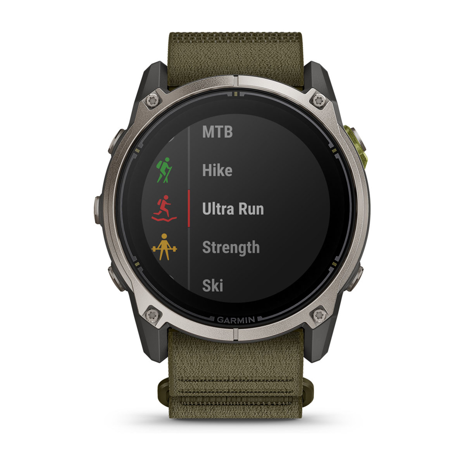 Garmin Enduro 4 – Solar, 51mm – Titan-Lünette mit ComfortFit Textil-Armband Dark Olive Garmin Enduro 4, Ansicht 2