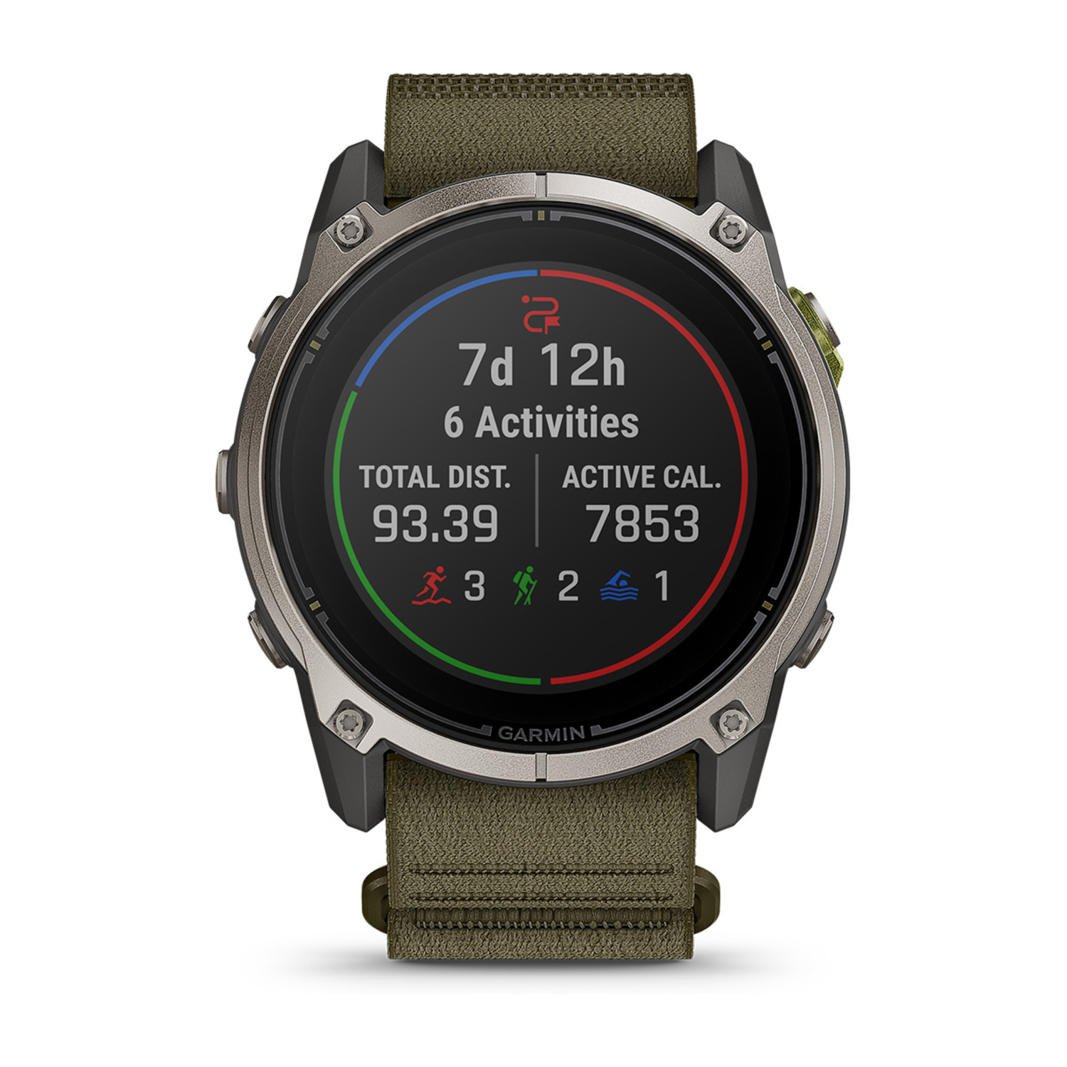Garmin Enduro 4 – Solar, 51mm – Titan-Lünette mit ComfortFit Textil-Armband Dark Olive Garmin Enduro 4, Ansicht 6